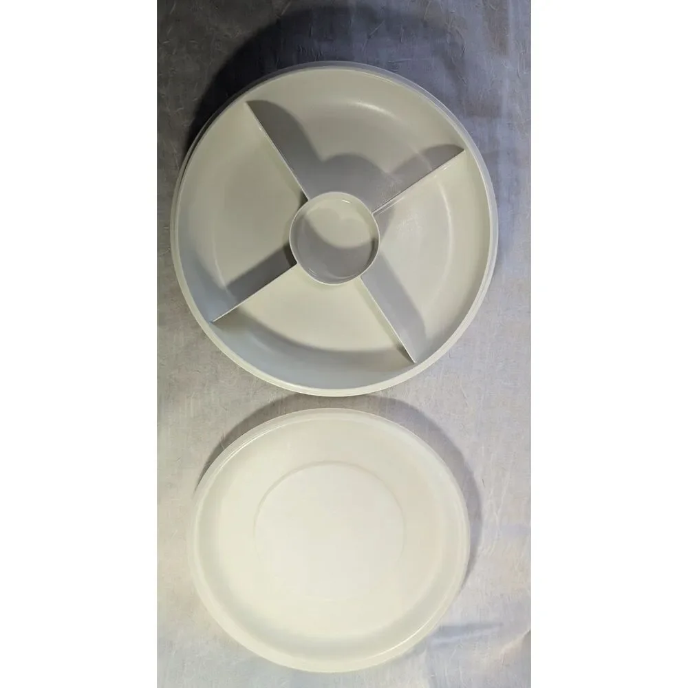Vintage Tupperware 1708 Divided Serving Tray with 1709 Lid.